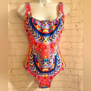 NWT Mara Hoffman Colorful Tribal Print One Piece Swimsuit Sz.S Ret $325